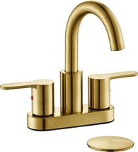 TimeArrow Brushed Gold 2 Handle Centerset Bathroom Sink Faucet with Drain - £60.22 GBP