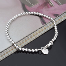 New CUTE 925 lady Silver Fashion 4mm Bead FOR women Chain Bracelet jewelry - £5.48 GBP