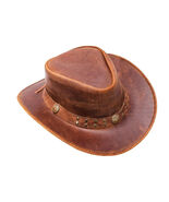 Brown Vintage Leather Cowboy Hat For Men and Women, Western Wide Brim Ou... - $956.64 MXN