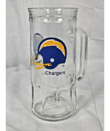 Vintage NFL San Diego Chargers Clear Glass Beer Mug Tankard Fisher Peanu... - $13.65 CAD