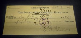 Antique 1923 Rockingham National Bank Used Check Harrisonburg Virginia - £15.92 GBP