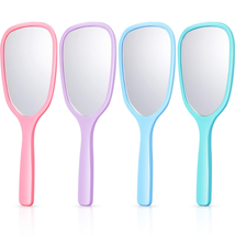 4 Pieces Handheld Hand Mirror Makeup Hand Mirrors with Handle Travel Makeup  - £10.40 GBP
