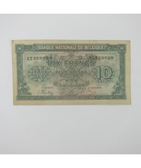 Belgium 10 Francs Banknote World War WWII-2 Paper Currency Vintage 1943 - £7.98 GBP