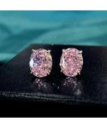 14k White Gold Plated 2.50Ct Oval Cut Simulated Pink Sapphire Stud Earrings - £93.35 GBP