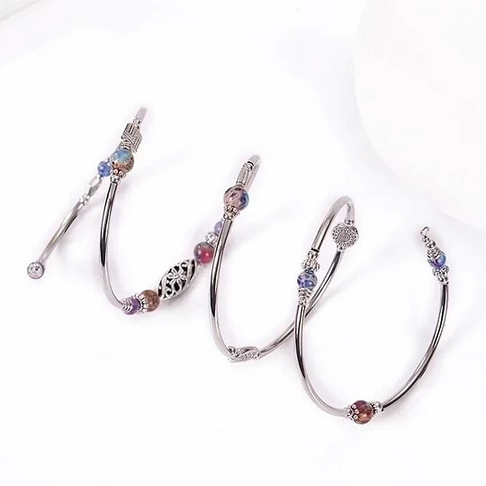 Ethnic Style Flower Natural Stone Handmade Bangle Turquoise Style Item image 2