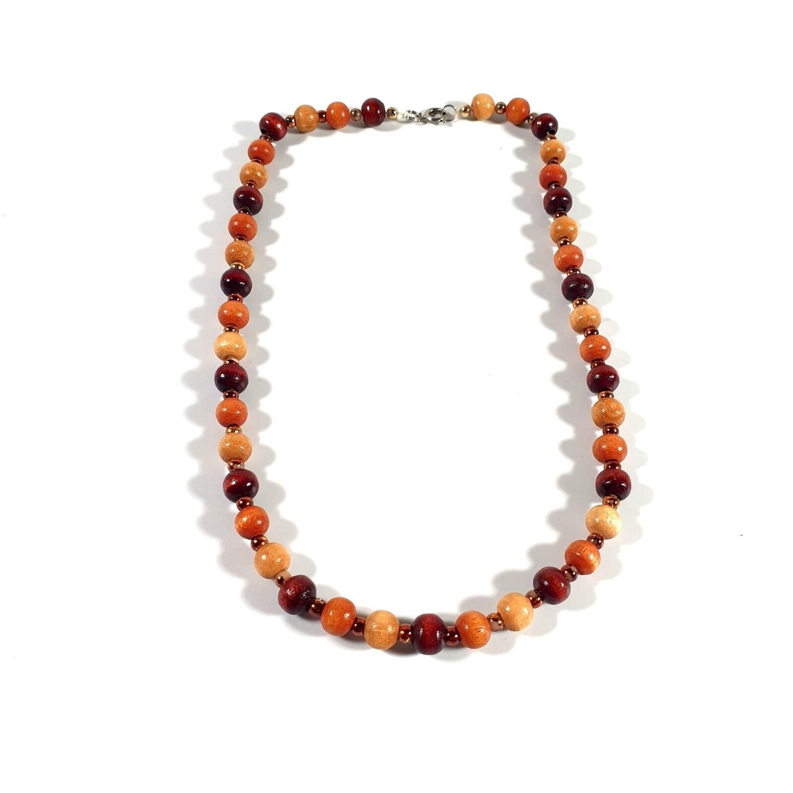 Primary image for Necklace Womens Vintage Wooden Bead Jewelry 16" Length Handmade Costume