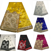 New Silk Nigerian Sequin Fabric African George Lace Fabric Nigerian Bridal Dress - £79.74 GBP