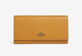 New Coach CC815 Slim Trifold Wallet Refined Pebble Leather Buttercup - $102.51