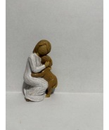 Girl Bending Down and Hugging Her Dog - $29.00