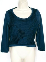 LC Lauren Conrad Women Cropped Blouse Top Size XS Embroidered Floral Lon... - $16.34