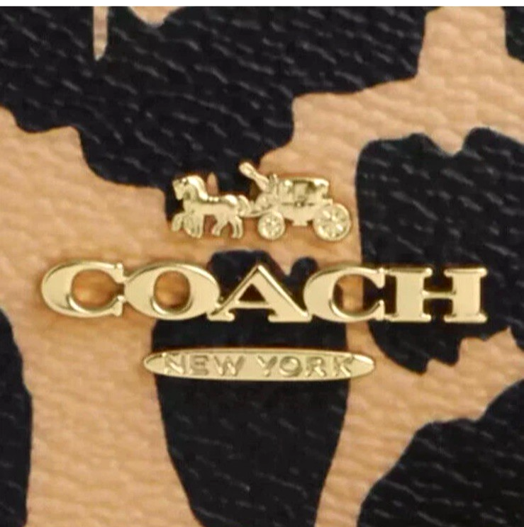 New Coach CX151 Mini Wallet on Chain Leopard Multi Animal Print Item image 4