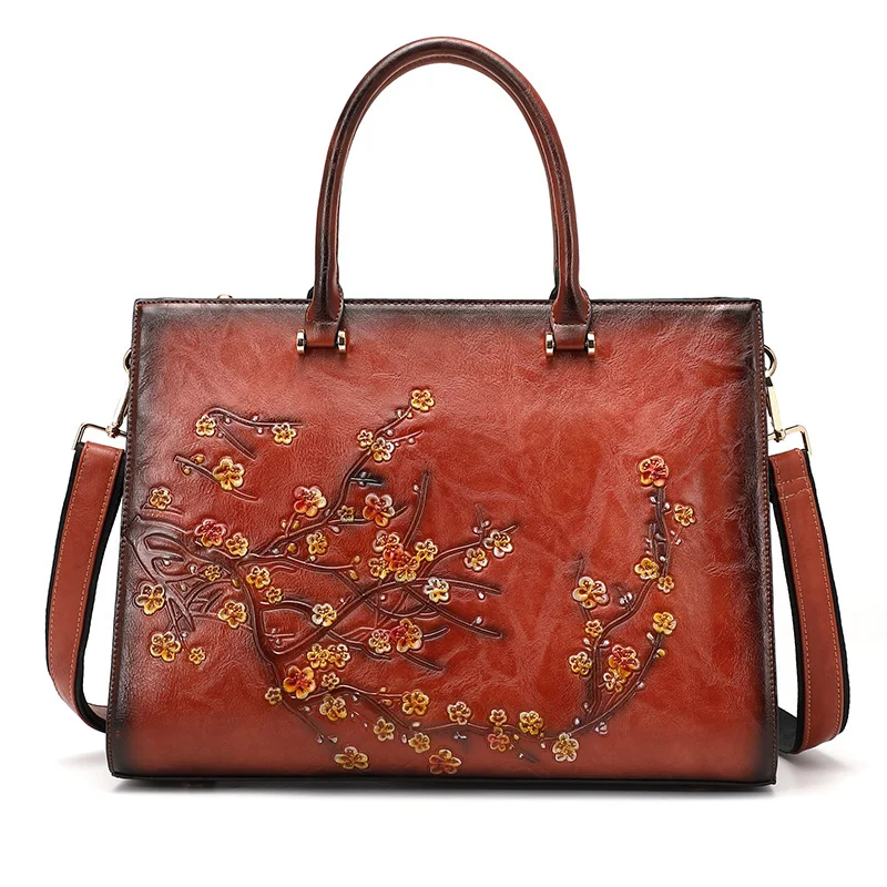  Vintage Embossed Women Shoulder Bag Leather Top-handle Bags Ladies Large Capaci - £48.77 GBP