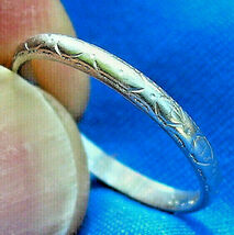 ORIGINAL Antique PLATINUM DECO Wedding BAND Engraved Slim Stack Annivers... - $1,325.25