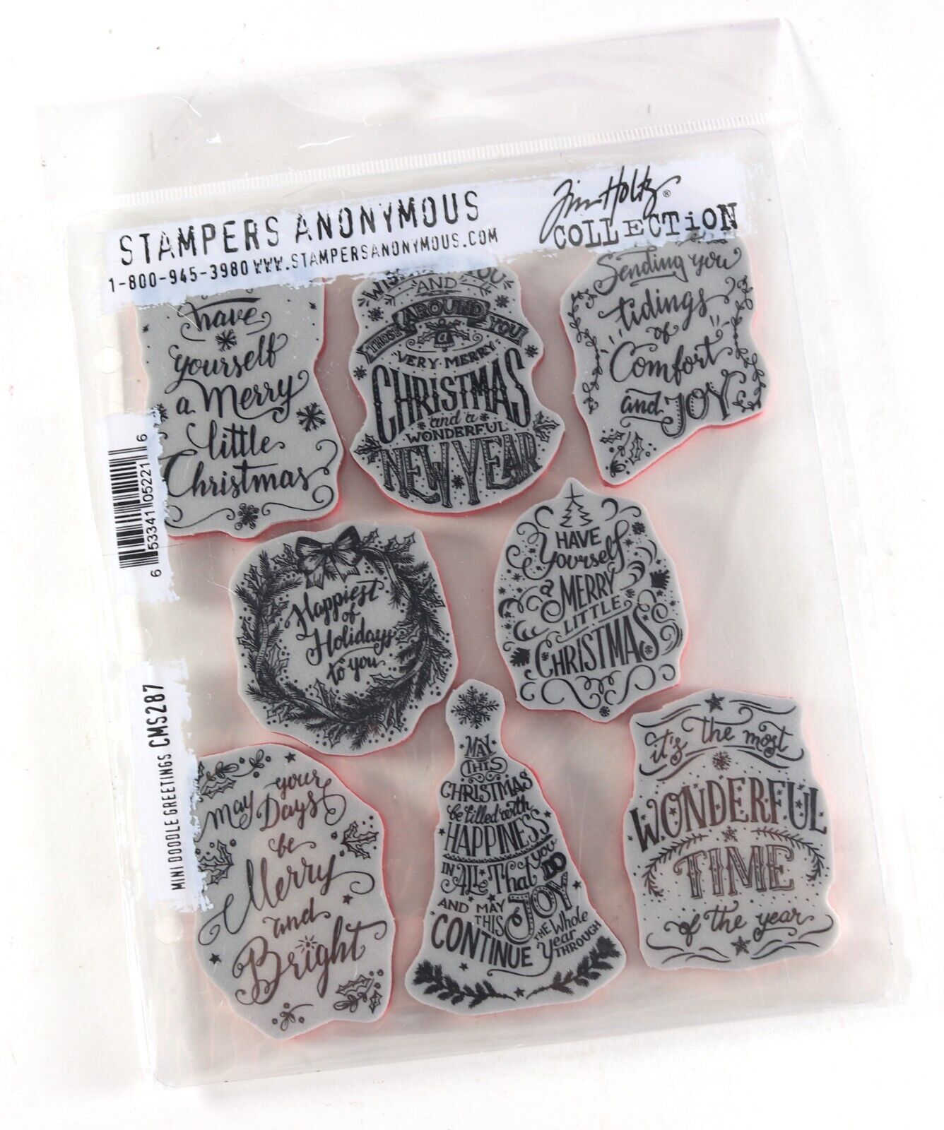 BRAND NEW - Tim Holtz Collection " MINI DOODLE GREETINGS " Rubber Stamps CMS287 - $22.49