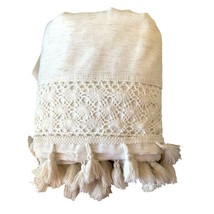 Better Homes and Gardens Shower Curtain 72 x 72 Ivory Cream Tassels Lace - £13.57 GBP