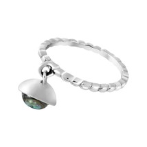 Earth&#39;s Treasure Dangle Abalone Shell Sterling Silver Texture Band Ring-8 - £9.87 GBP