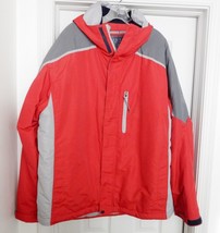 Nautica Jeans Co Jacket Puffer Hooded Full Zip Red Gray Men&#39;s XXL - $38.80