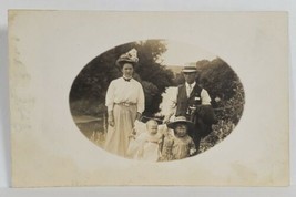 RPPC Young Family Early 1900s Darling Children Along Stream Postcard S7 - £5.45 GBP