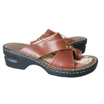Eastland Wedge Sandal Heel Slip On Thong Brown Leather Casual Womens 7M - $32.00