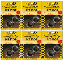 6pr 1965 K&amp;B Aurora 1:24 Slot Car Pit Stop Parts 1 1/8&quot; German Slick Tires #406 - £23.44 GBP