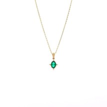 3Ct Oval Cut Simulated Green Emerald Solitaire Pendant 14K Yellow Gold Plated - £83.92 GBP
