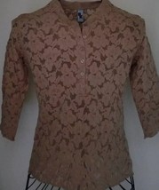BK France Brand ~ Womens Lace Top ~  Beige Color ~ Size 0 Small ~ 3/4 Sl... - $20.00