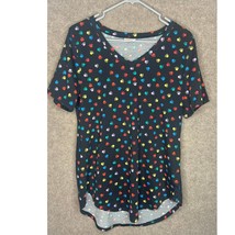 Lularoe Iris Shirt Womens Small Black Colorful Dog Paws Short Sleeve Str... - £5.90 GBP