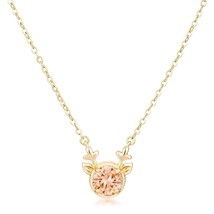 Gold Plated Reversible Champagne CZ Reindeer Pendant - $543.11 MXN