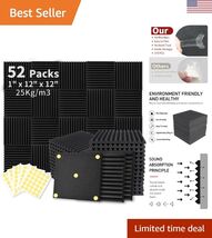 52 Pack Acoustic Foam Panels 1" x 12" x 12" Sound Proof Foam Panles Soun... - $63.17