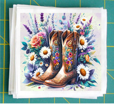 Cowboy Boots Fabric Panel Quilt Block for crafting and sewing CB6332 - $3.60+