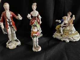 4 porcelain figurines (romantic scene). Various marks (Dresden/Wallendorf) - £54.47 GBP