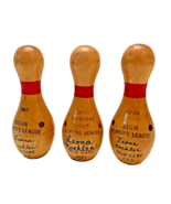 Bowling Pins 3 Miniature Trophy Awards 1960s Wood High Game 4&quot; Tall Vintage - £16.71 GBP