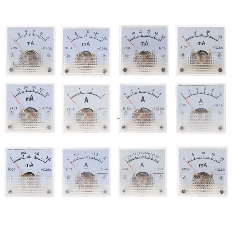 91C4 Ammeter DC Analog Current Meter Panel Mechanical Pointer Type 1/2/3/5/10/20 - $25.28