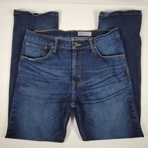 Wrangler Men&#39;s Size 32x30 Blue Relaxed Fit Straight Leg Dark Stretch Den... - $16.96