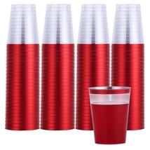 Heavyweight 100 Pack Red Plastic Cups 10 Oz | Red Rimmed Plastic Cups For Party  - $32.99