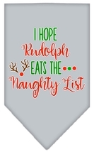 Hope Rudolph Eats Naughty List Screen Print Bandana Grey Small - £9.06 GBP