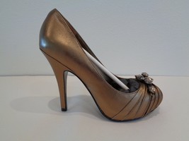 Pelle Moda Size 7.5 M LAUREN Bronze Leather Rhinestones Heels New Womens Shoes - £101.85 GBP