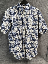 VTG Chaps Ralph Lauren Shirt Men Medium Hawaiian Blue Cotton Short Sleeve Floral - £15.84 GBP
