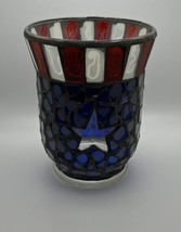 Vintage Home interior Mosaic Red, White &amp; Blue Patriotic Star of 6”Candle Holder - £11.21 GBP