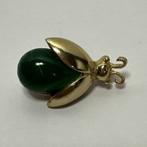 Hattie Carnegie Lady Bug Brooch - Signed, Gold Tone, Jade Colored Glass 1950&#39;s - £39.05 GBP