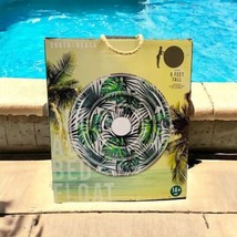 New Pool Float Round Green Palm Tree South Beach Inflatable 62 In Diamet... - $17.90