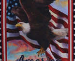 23&quot; X 44&quot; Bald Eagle Flag USA America the Beautiful Cotton Fabric Panel ... - £8.07 GBP