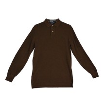 Vtg Polo Ralph Lauren Men&#39;s S Long Sleeve Knit Collared Shirt, Brown, Green Pony - £19.01 GBP