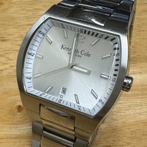 Kenneth Cole Quartz Watch KC3556 Men Silver Steel Barrel Japan Movt New Battery - £19.85 GBP