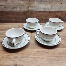 Iroquois Syracuse China Restaurant Ware Black/Green Stripe Cup &amp; Saucer ... - £34.86 GBP