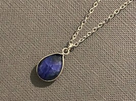 Sapphire Pendant Necklace, Blue Sapphire Necklace, September Birthstone Necklace - £23.99 GBP