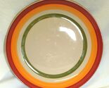 Royal Norfolk Stoneware Dinner Plate Red Yellow Green Bands - $19.79