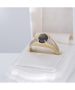 Men&#39;s 10K Yellow Gold Natural Black Star Sapphire &amp; Diamond Accent Ring - $529.56 CAD