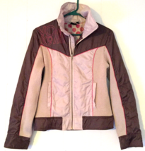 Volcom jacket size M women brown &amp; pink pockets zip close - £12.72 GBP