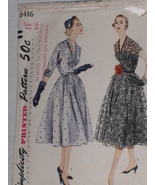 Simplicity Pattern 8416 Misses&#39; Gathered Dress Size 14 Vintage 1950&#39;s - £22.50 GBP